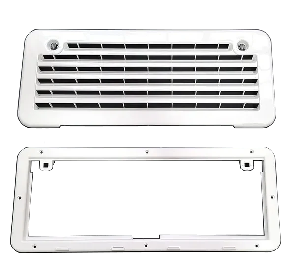 White Norcold Refrigerator Vent Cover & Frame - Front & Back Views | United RV Parts