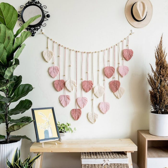 Nordic Handmade Woven Leaf Tapestry