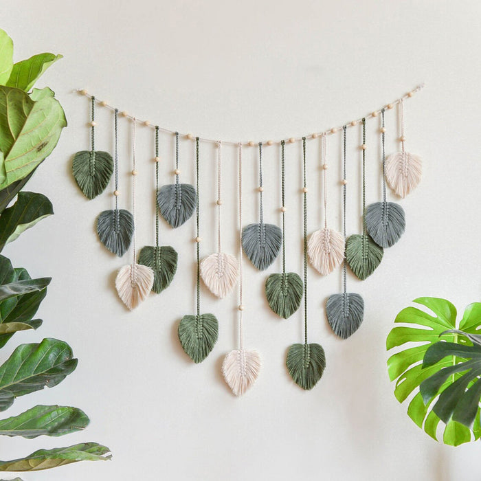 Nordic Handmade Woven Leaf Tapestry