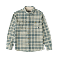 Nordsman 2.0 long sleeve flannel shirt in sand with blue plaid pattern, displayed flat lay on white background