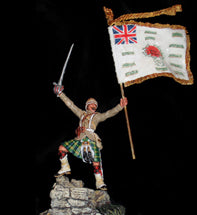 NWF 010 REGIMENTAL COLOURS GORDON HIGHLANDER OFFICER LEADING ATTACK