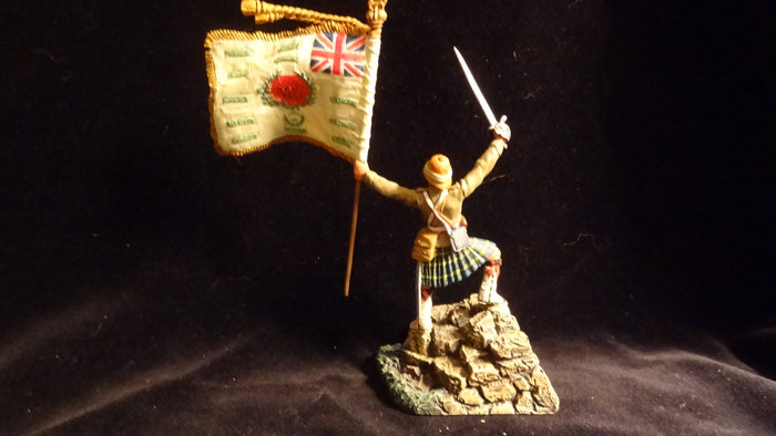 NWF 010 REGIMENTAL COLOURS GORDON HIGHLANDER OFFICER LEADING ATTACK