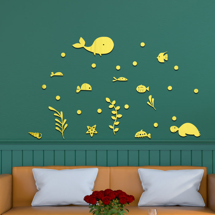 Ocean World cartoon acrylic wall children's room self-adhesive mirror wall stickers decorations