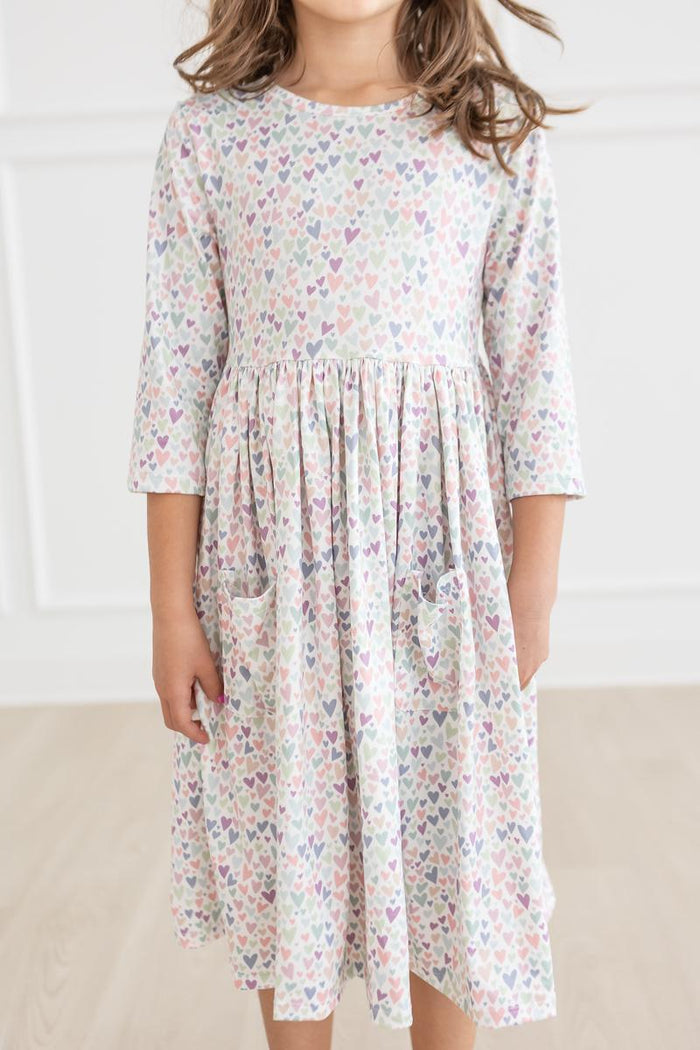 (V) One in a Million 3/4 Sleeve Pocket Twirl Dress-Mila & Rose ®