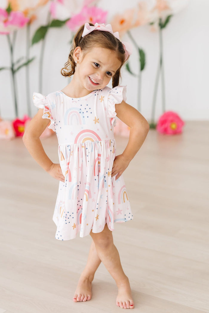(V) Over the Rainbow Flutter Sleeve Twirl Dress-Mila & Rose ®