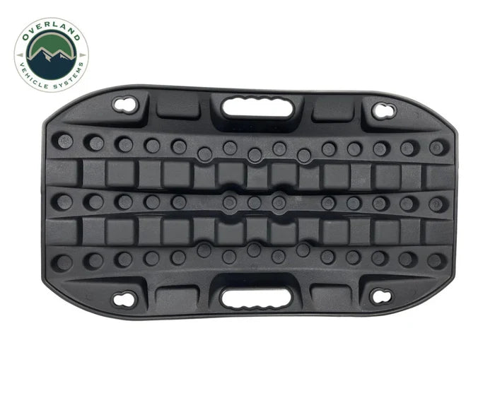 Black OVS Traction Recovery Mat - Bottom View Showing Tread Pattern and Carry Slots | United RV Parts