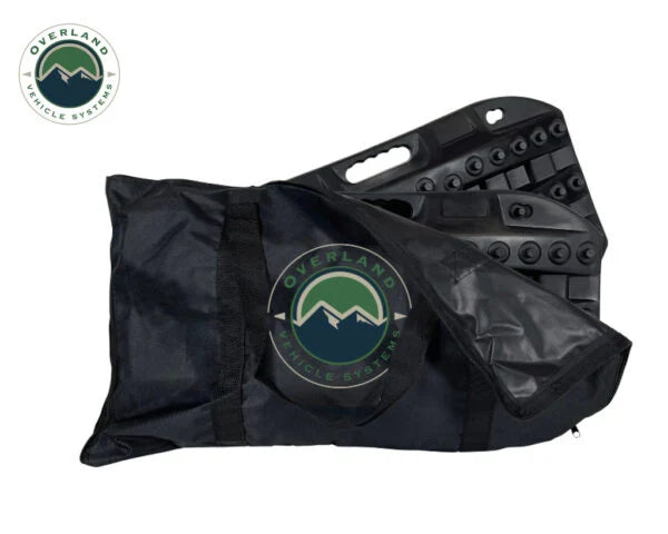 Overland Vehicle Systems Traction Mat with Black Canvas Storage Carry Bag - Flat Lay | United RV Parts