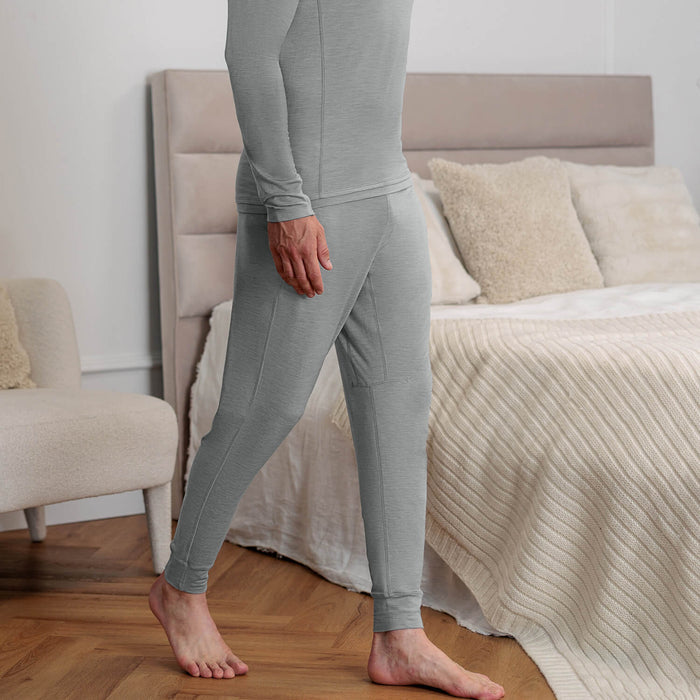 Mens wool pajama pants || Light grey melange
