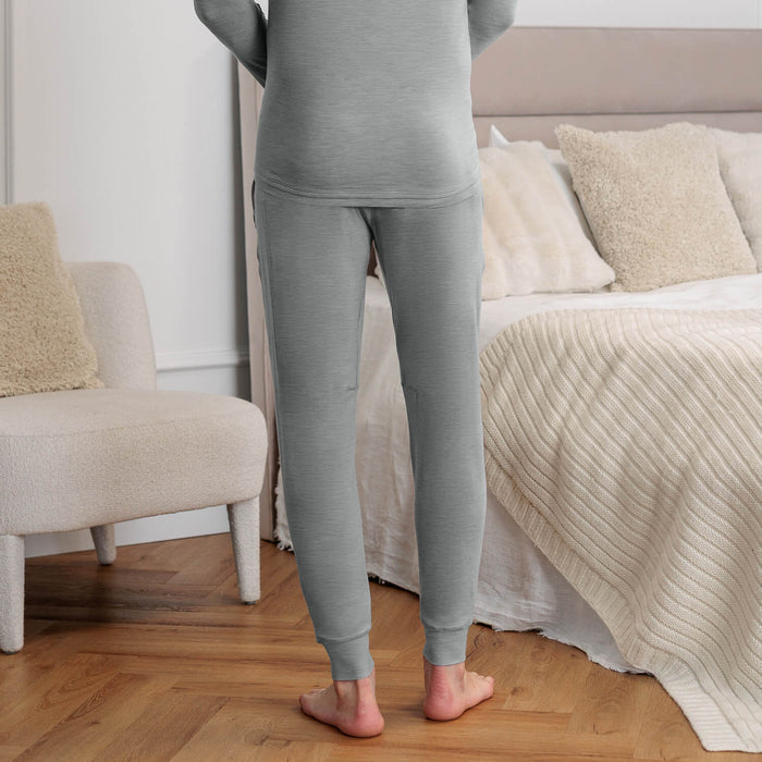 Mens wool pajama pants || Light grey melange