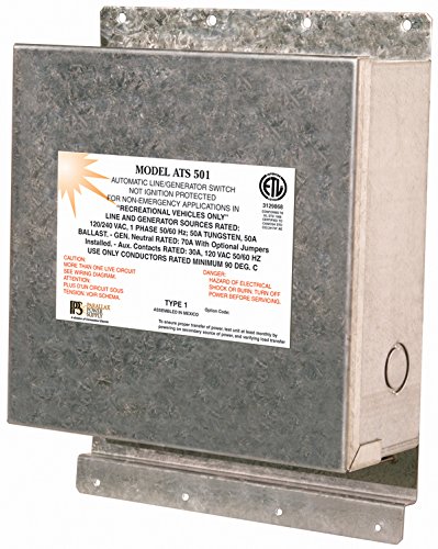Parallax ATS501 50 Amp RV Transfer Switch - Front View with Label Detail | United RV Parts