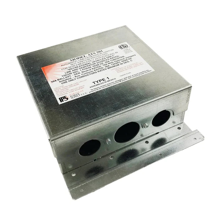 Grey Metal Parallax ATS501 Transfer Switch - Bottom Angle View | United RV Parts