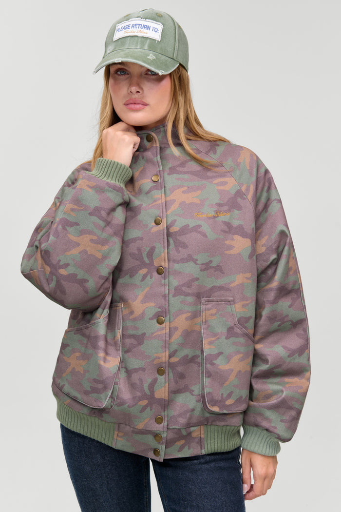 Parker Oversized Bomber Jacket - Classic Camo