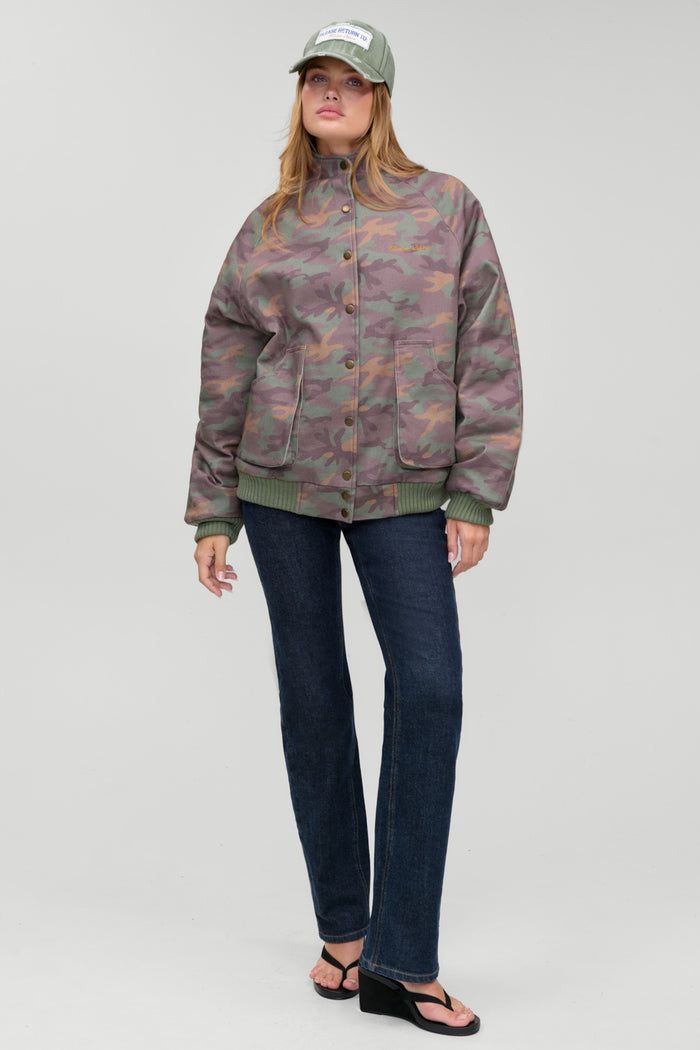 Parker Oversized Bomber Jacket - Classic Camo