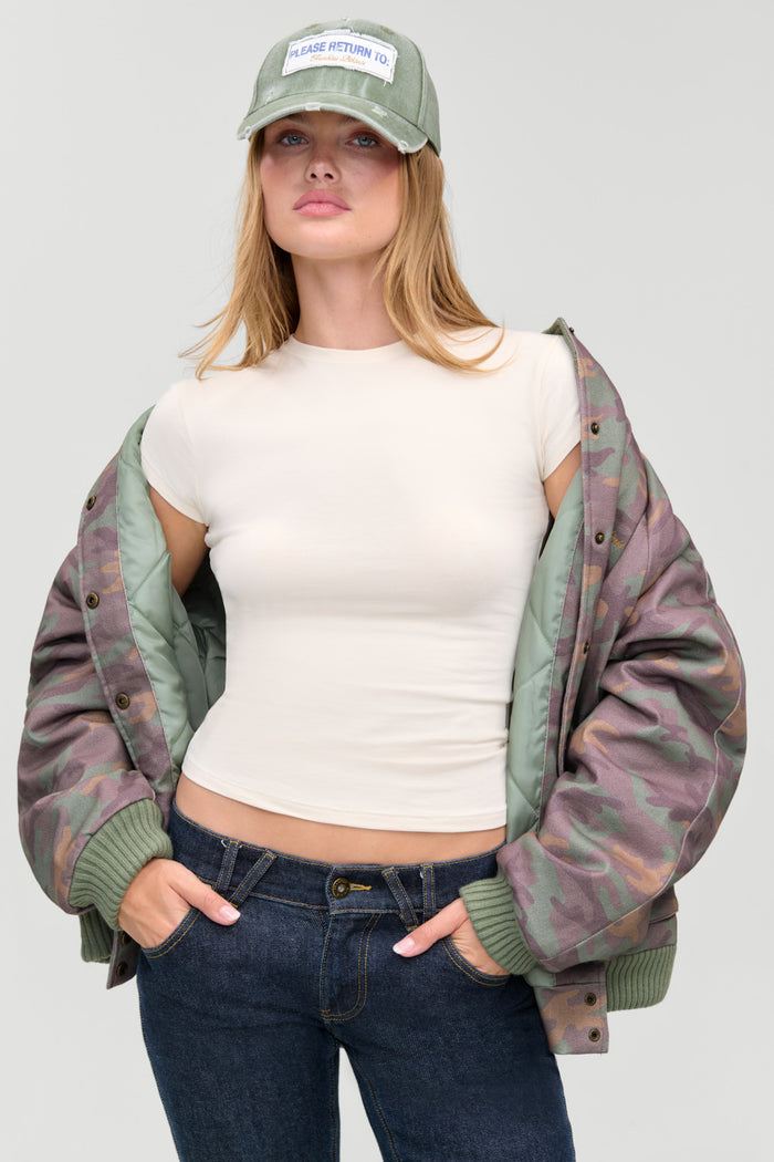 Parker Oversized Bomber Jacket - Classic Camo