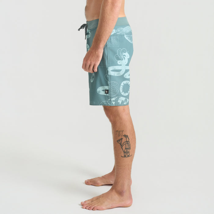 Assorted Roark boardshorts and trunks displayed, ideal for outdoor and adventure activities.