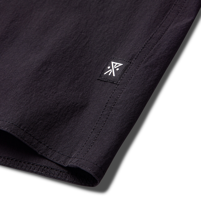 Close-up detail of Roark's black adventure gear, highlighting robust material and craftsmanship, perfect for outdoor travels and activities.