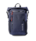 Roark Passenger 27L 2.0 Travel Bag in Blue, showcasing a close-up of the bag's front panel.