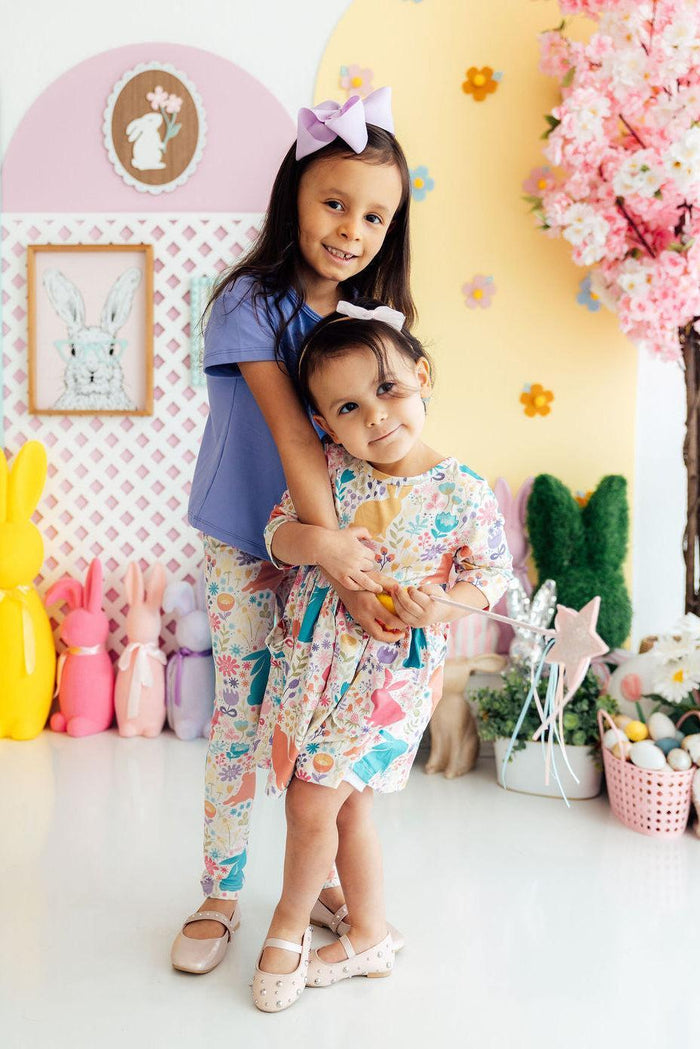 Pastel Floral Bunnies Leggings-Mila & Rose ®
