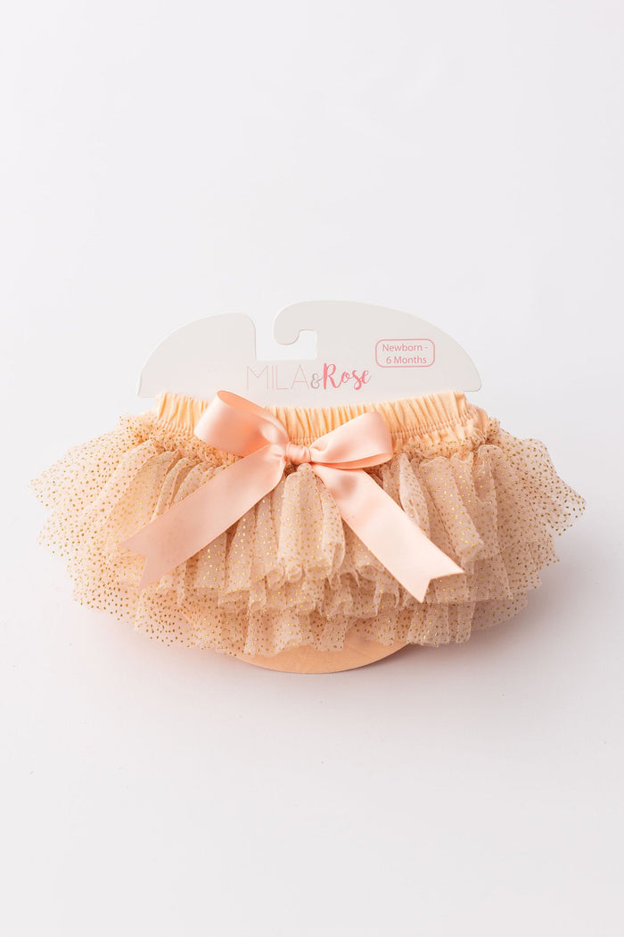 Peach & Gold Glitter Tutu Bloomer-Mila & Rose ®