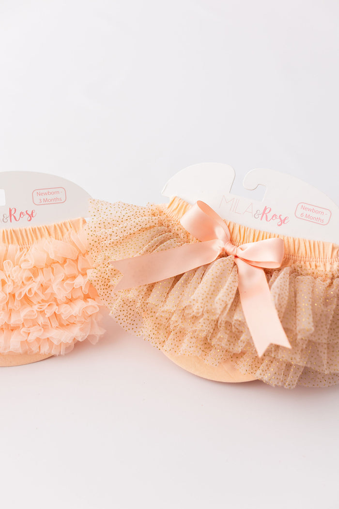 Peach & Gold Glitter Tutu Bloomer-Mila & Rose ®