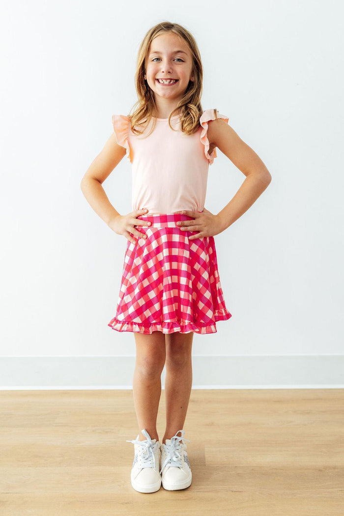 Peach S/S Ruffle Tee-Mila & Rose ®