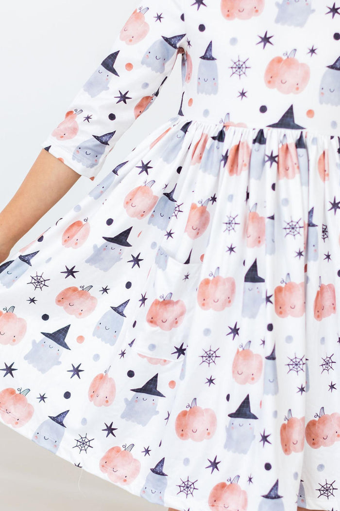 Peek-a-Boo 3/4 Sleeve Pocket Twirl Dress-Mila & Rose ®