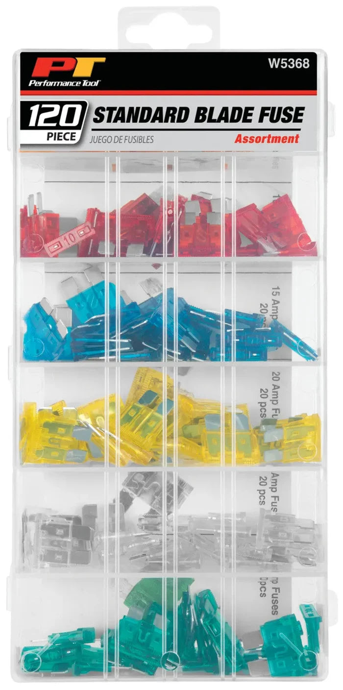 Performance Tool W5368 120-Piece Standard Blade Fuse Assortment, color-coded 5-30 amp | United RV Parts