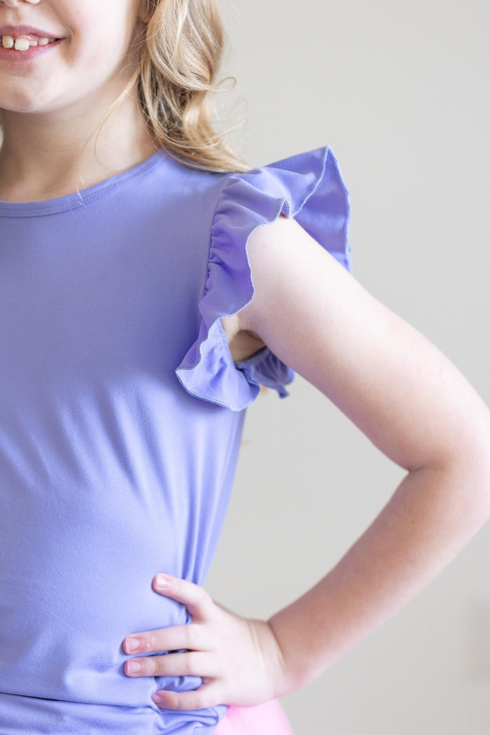 Periwinkle S/S Ruffle Tee-Mila & Rose ®