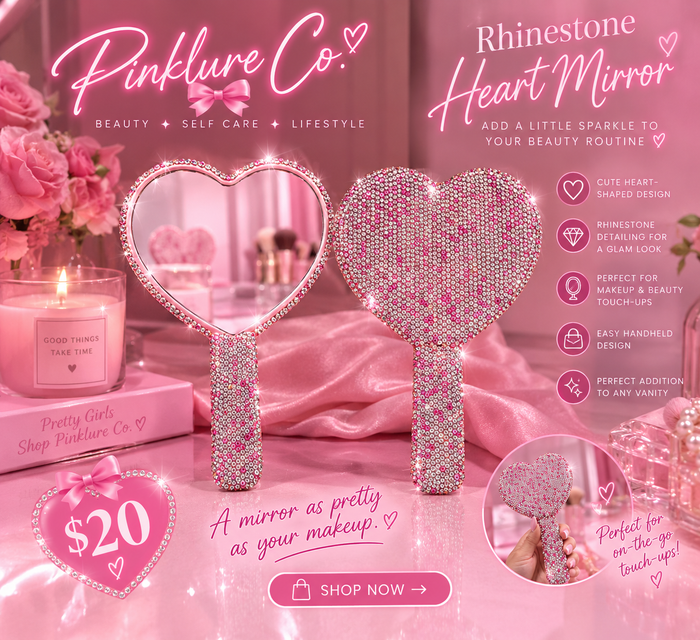 💗 Pinklure Co. Rhinestone Heart Mirror