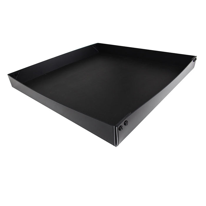 Black HDPE Pinnacle Washer Dryer Drain Pan 18-2835 - Angled Front View | United RV Parts