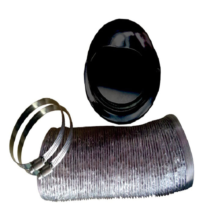 Black Pinnacle RV Outside Vent Kit 18-1065 with Flexible Duct and Clamps - Full Kit View | United RV Parts