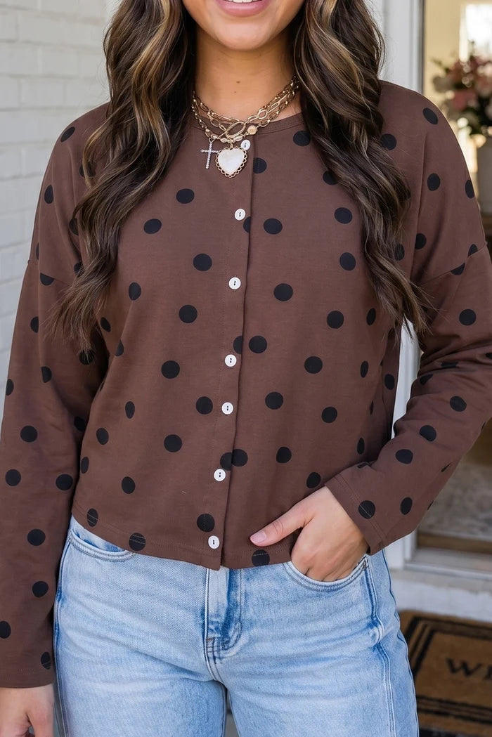 Polka Dot Button Front Cardigan