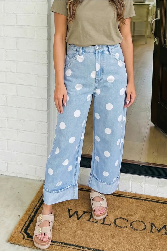Polka Dot High Waist Jeans