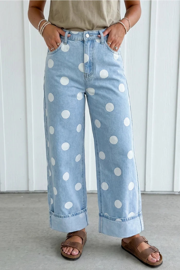 Polka Dot High Waist Jeans