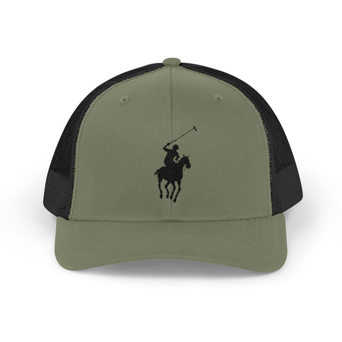 Polo Player Trucker Cap — Classic Equestrian Snapback Mesh Hat