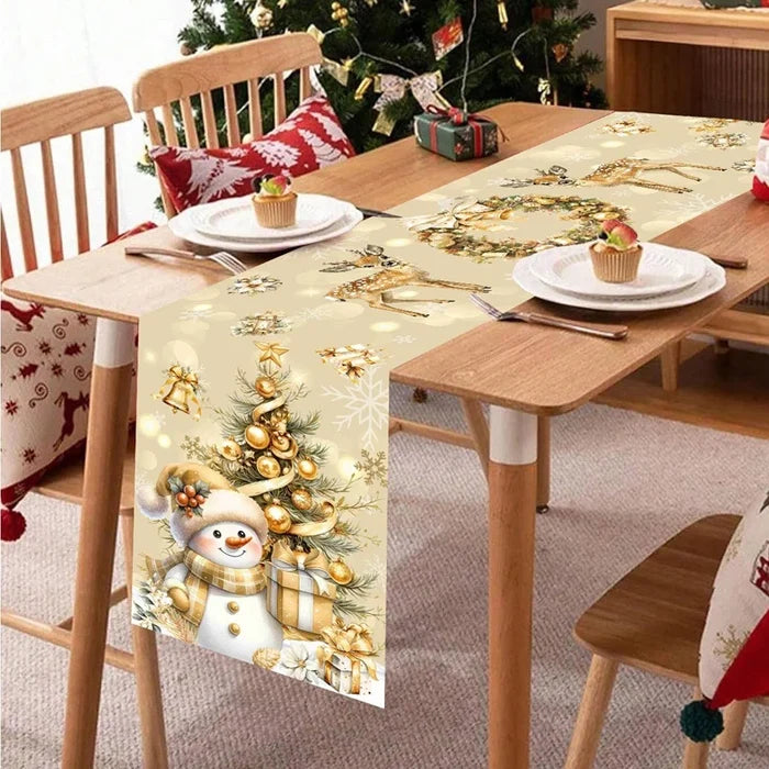 Polyester Christmas Table Runner Merry Christmas Decorations for Home Decor 2026 Xmas New Year 2027