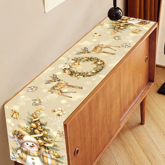 Polyester Christmas Table Runner Merry Christmas Decorations for Home Decor 2026 Xmas New Year 2027