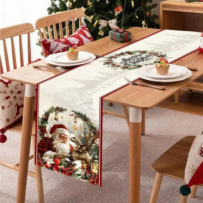 Polyester Christmas Table Runner Merry Christmas Decorations for Home Decor 2026 Xmas New Year 2027