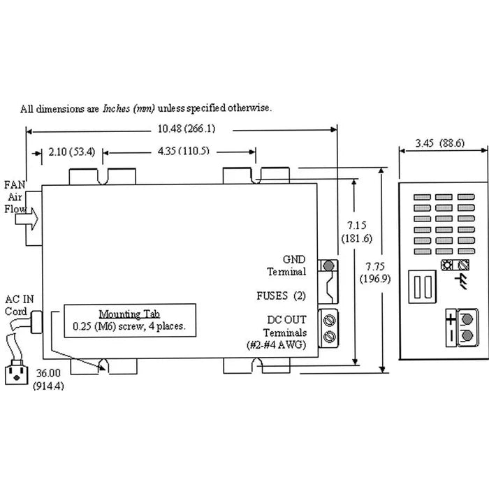 PowerMax PM3-35A Converter Installation Diagram - Technical Specifications | United RV Parts
