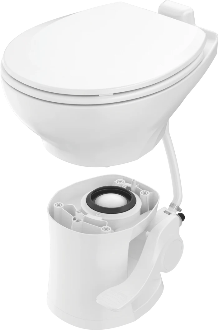 POWERMAX | Residential Height RV Toilet-Plastic | Foot Pedal | PMTCP-WHITE | White
