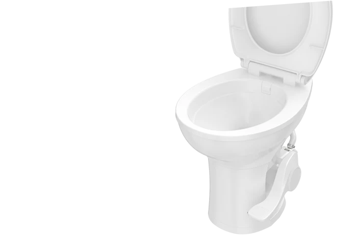 POWERMAX | Residential Height RV Toilet-Plastic | Foot Pedal | PMTCP-WHITE | White