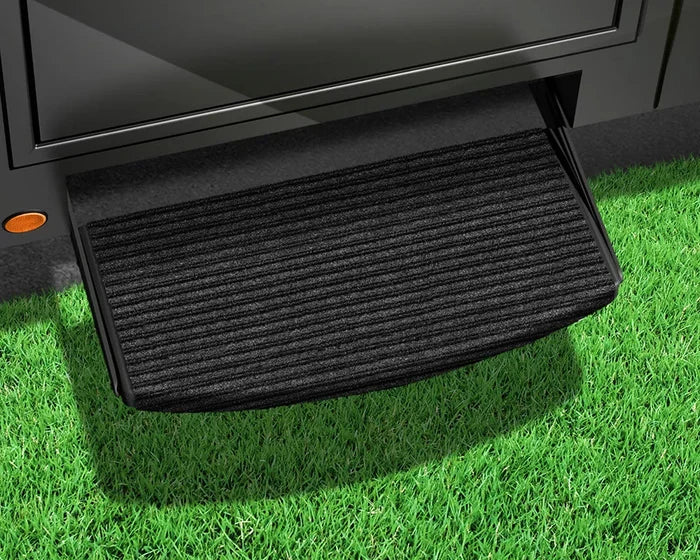 Charcoal Black Prestofit Ruggids Universal RV Entry Step Rug - Installed on RV Step | United RV Parts