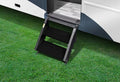 Obsidian Black Prestofit 17.5" RV Step Rugs 2-0230 installed on RV entry stairs - Exterior View | United RV Parts