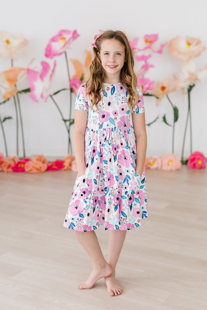 Pretty in Purple S/S Pocket Twirl Dress-Mila & Rose ®