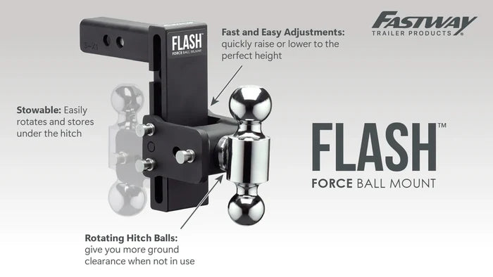 Flash Force Ball Mount Feature Callout - Adjustable Height, Stowable Rotating Hitch Balls | United RV Parts