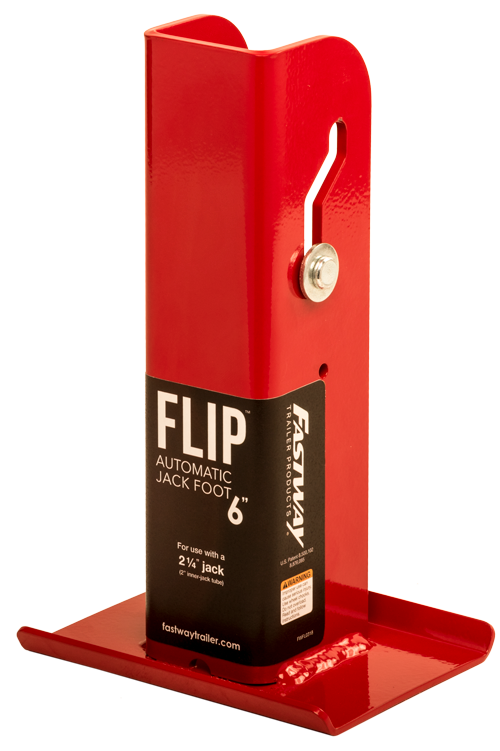 Red Fastway FLIP Automatic Jack Foot 6-Inch - Product View | United RV Parts