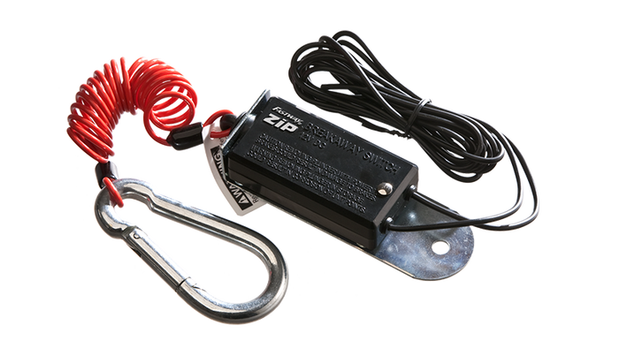 Red Coiled ZIP Breakaway Cable with Switch - Studio View | United RV Parts