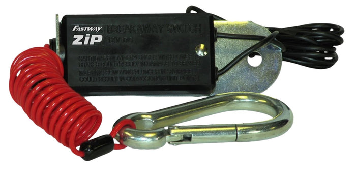 Black Fastway ZIP Breakaway Switch with Red Coiled Cable - Detail View | United RV Parts