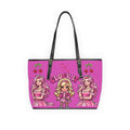 PU Leather Shoulder Bag — Pink “Clock It” Cartoon Girls & Crown “I’m A Queen” Tote