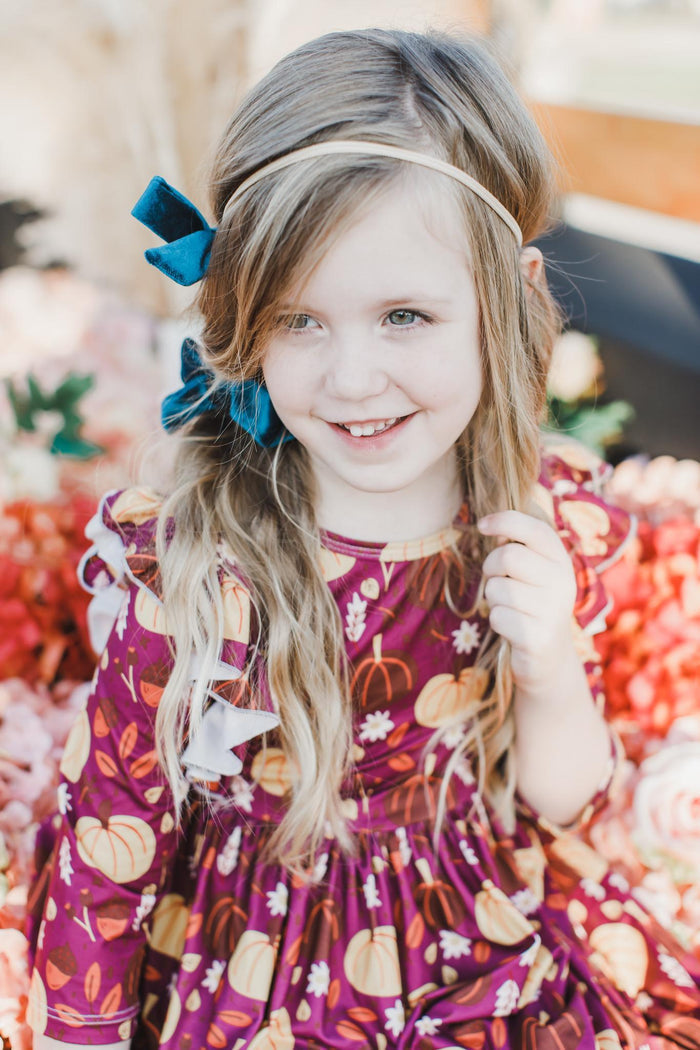 Pumpkin Patch 3/4 Sleeve Ruffle Twirl Dress-Mila & Rose ®